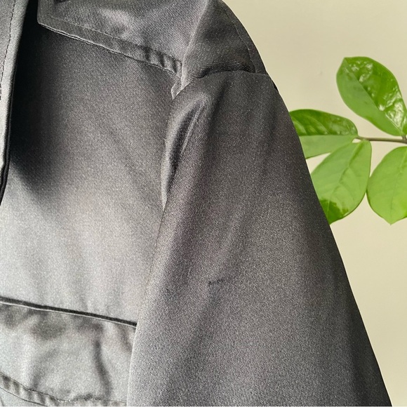 Vintage Canadian Police Zip Bomber Style Jacket Shiny Black 90s 1990s Men’s XL - Picture 4 of 12